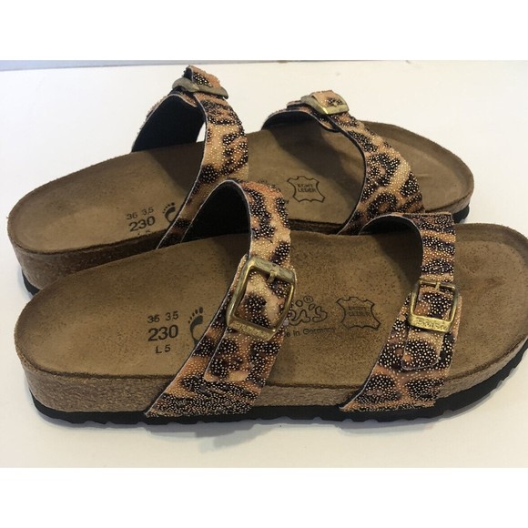 Birki's Birkenstock Tahiti Leopard Print Glitter Strap Sandal Women’s Sz US5 - Picture 4 of 5